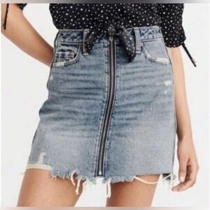 Abercrombie & Fitch Jean Skirt Women's 26 Blue Zoe A-Line Zippered Skirt